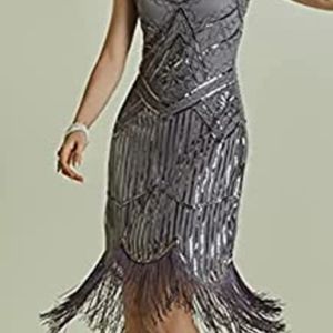 Coucoland Womens 1920s Flapper Sequin Beads Dress L